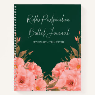 Custom Gree Floral Postpartum Journal For New Moms