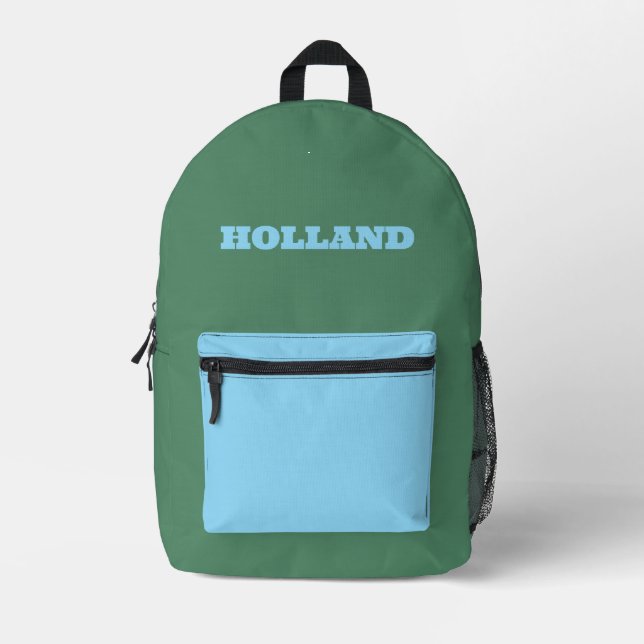 Custom Green and Blue Printed Backpack (Front)