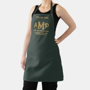 Custom Green and Gold Monogram Business Apron