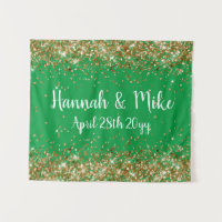 Custom Green and Gold Wedding Backdrop Photo Booth