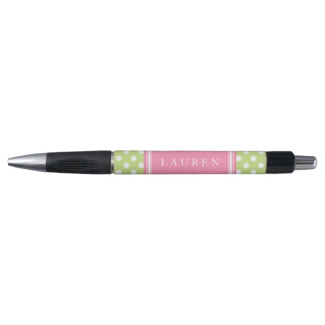 Custom Green and Pink Polka Dots Pattern (Front)