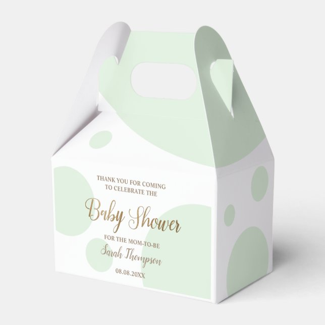 Custom Green and white baby shower gender neutral Favour Box (Front Side)