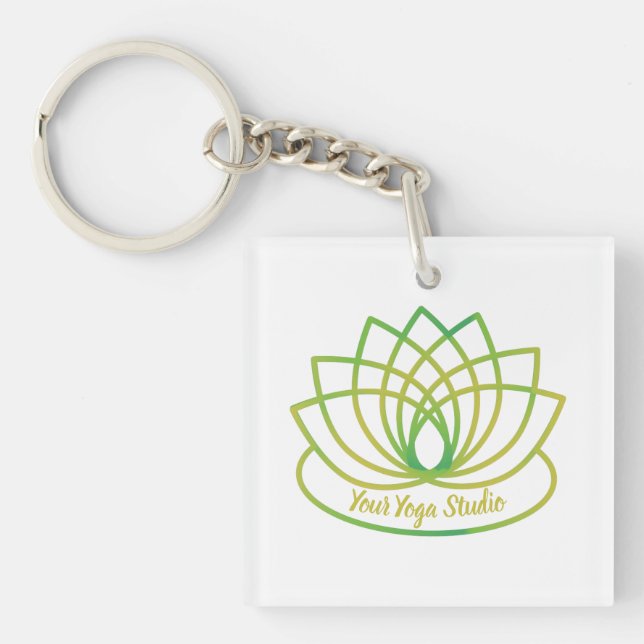 Custom Green and Yellow Lotus Logo Key Ring (Front)
