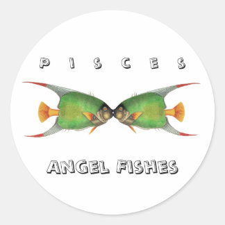 Custom Green Angel Fish Pisces Astrological Sign Classic Round Sticker
