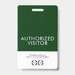 Custom Green Authorised Visitor Badge with Logo ID Badge