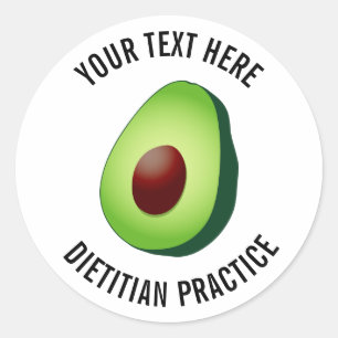 Custom green avocado dietician nutritionist logo classic round sticker