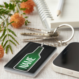 Custom green beer bottle acrylic keychain gift