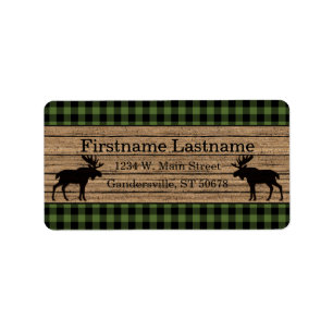 Custom Green Black Country Check Plaid Pattern Label
