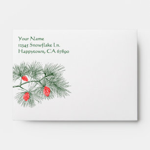 Custom Green Blue Pine Pattern A6 Lined Envelope