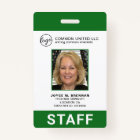 Custom Green Business Logo Employee Photo ID