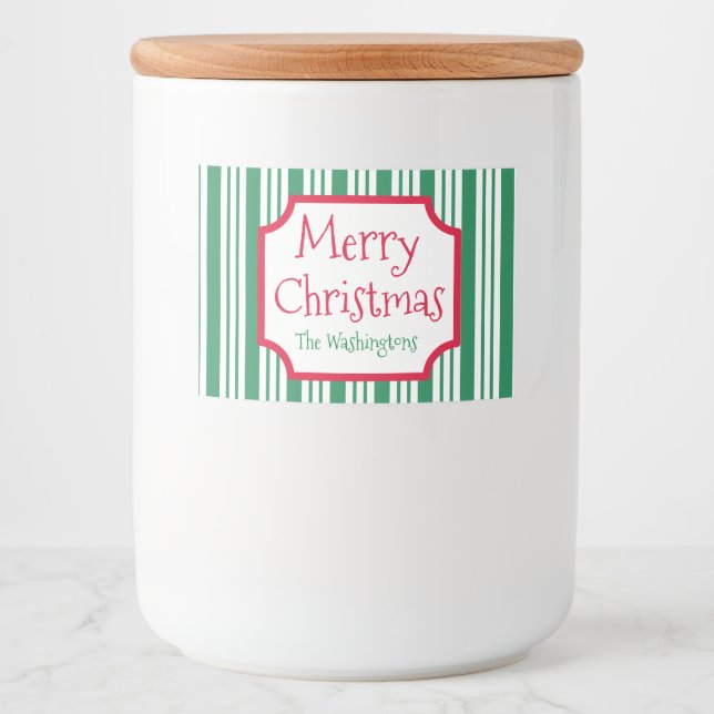 Custom Green Christmas Food Jar Gift Labels (Front)