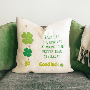 Custom Green Clover Leaves Throw Pillow