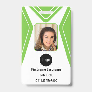 custom green company employee Photo, Logo, Code ID Badge