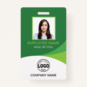 Custom Green Corporate Employee Photo Name Tags ID Badge