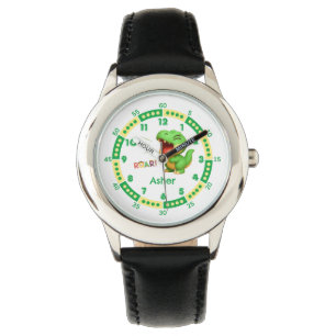 Custom Green Dinosaur 5-Minute Markers Boys Kids Watch