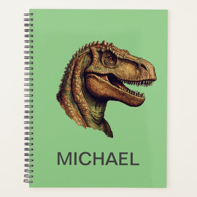 Custom Green Dinosaur T-Rex Tyrannosaurus  2025 Planner (Front)