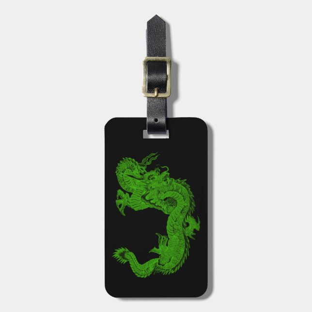 Custom Green Dragon Herensuge Luggage Tag (Front Vertical)