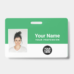 Custom Green Employee Logo Name Lanyard Badge ID Badge