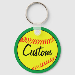Custom Green Fastpitch Softball Team or Player Key Ring