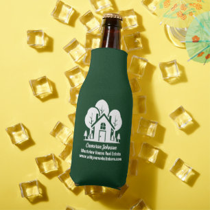 Custom Green Forest House Real Estate Company Bottle Cooler
