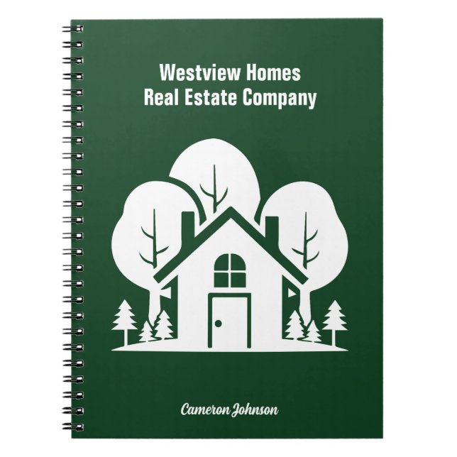 Custom Green Forest House Real Estate Company Notebook (Front)