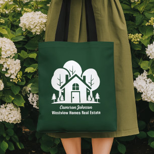 Custom Green Forest House Real Estate Company Tote Bag
