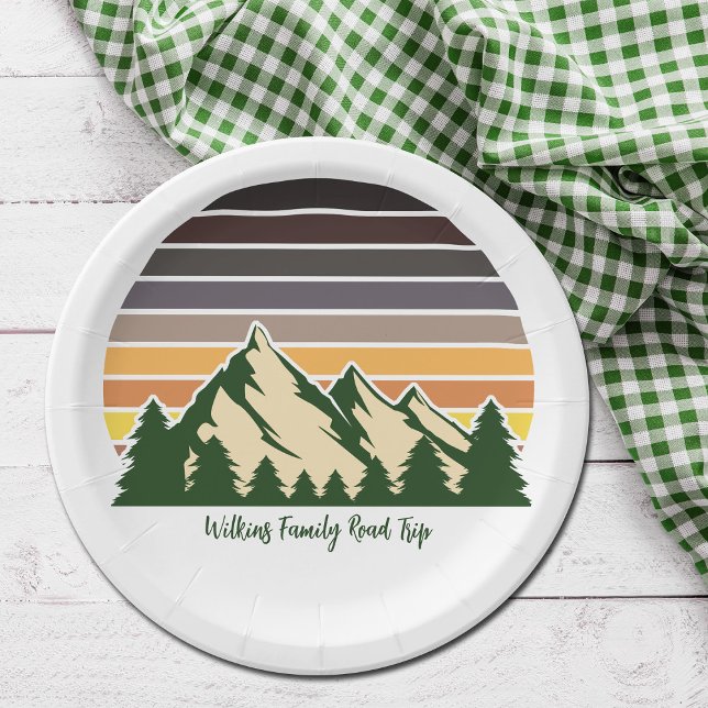 Custom Green Forest Mountain Nature Party Paper Plate (Creator Uploaded)