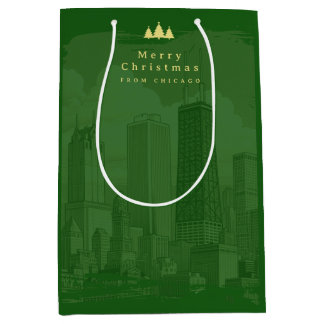 Custom Green Gold Christmas Medium Gift Bag