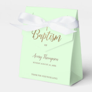 Custom Green gold cross Baptism Thank you Favour Box
