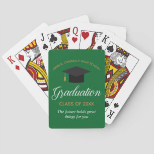 Custom Green Gold Graduation 2025 Graduate Gift Playing Cards