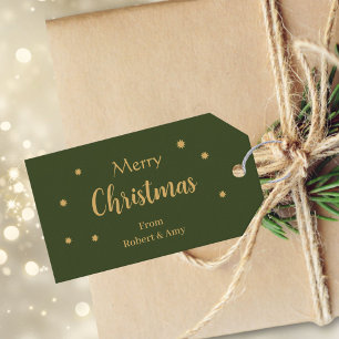 Custom Green & Gold Merry Christmas  Gift Tags