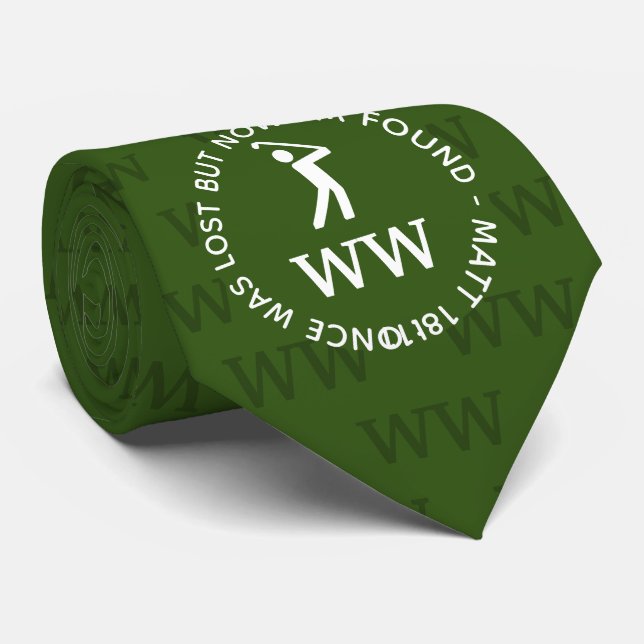 Custom Green GOLF Monogram  Tie (Rolled)