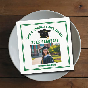 Custom Green Graduate Photo 2026 Graduation Party Napkin