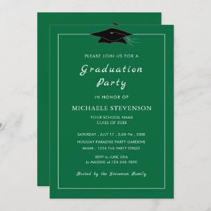 Custom Green Graduation Invitations Choose Colours