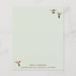 Custom Green Hummingbird Stationery Paper