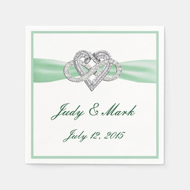 Custom Green Infinity Heart Paper Napkins (Front)