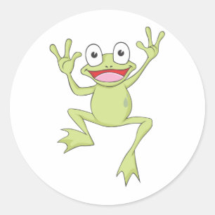 Custom Green Jumping Frog Classic Round Sticker