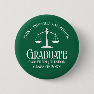 Custom Green Law School Graduation Keepsake 6 Cm Round Badge