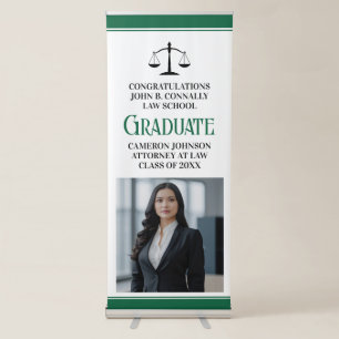 Custom Green Law School Photo Graduation Party Retractable Banner