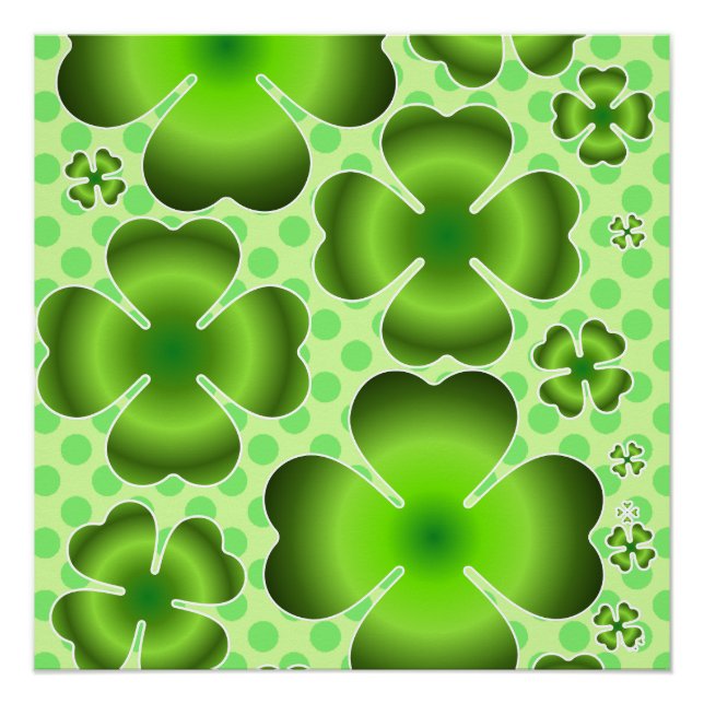 Custom Green Lucky Clover Pattern Gift Poster (Front)