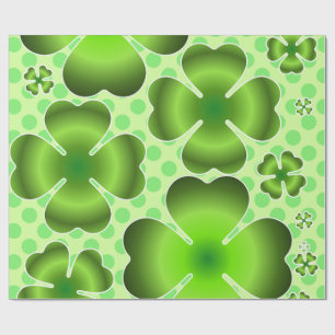 Custom Green Lucky Clover Pattern Gift Wrapping Paper