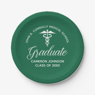 Custom Green Medical School Graduation Party Paper Plate