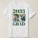 CUSTOM Green Modern Simple Script 2 Photo Grad T-Shirt<br><div class="desc">CUSTOM Green Modern Simple Typography 2 Photo Graduation T-Shirt.  Congrats the graduate on their well-deserved success and celebrate them with this beautiful Tshirt. All the texts are pre-arranged for you to personalize easily and quickly with your own details.</div>