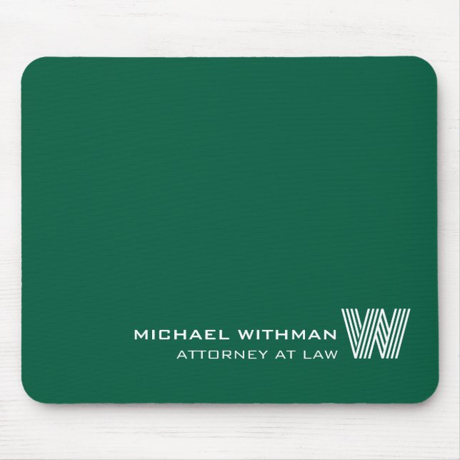 Custom GREEN Monogram, Name & Profession  Mouse Mat (Front)
