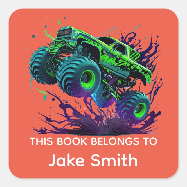 Custom Green Monster Truck Sticker for Kids (Front)