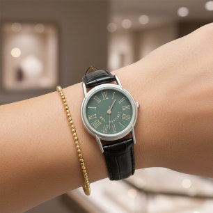 Custom Green Mr & Mrs Wedding Watch for Couples