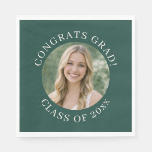 Custom Green Photo Graduation Congrats Grad Party Napkin