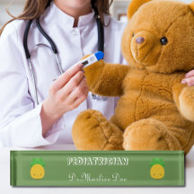 Custom Green Pineapple Paediatrician Desk Nameplat
