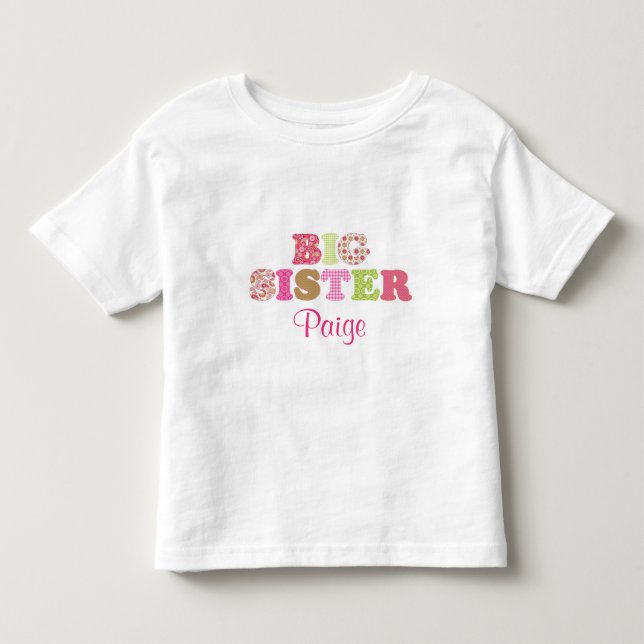 Custom Green & Pink Big Sister Shirt (Front)