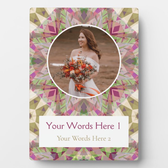 Custom Green Pink Purple Star Wedding Anniversary Plaque (Front)